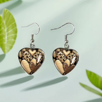 Layered Heart Pattern Drop Earrings