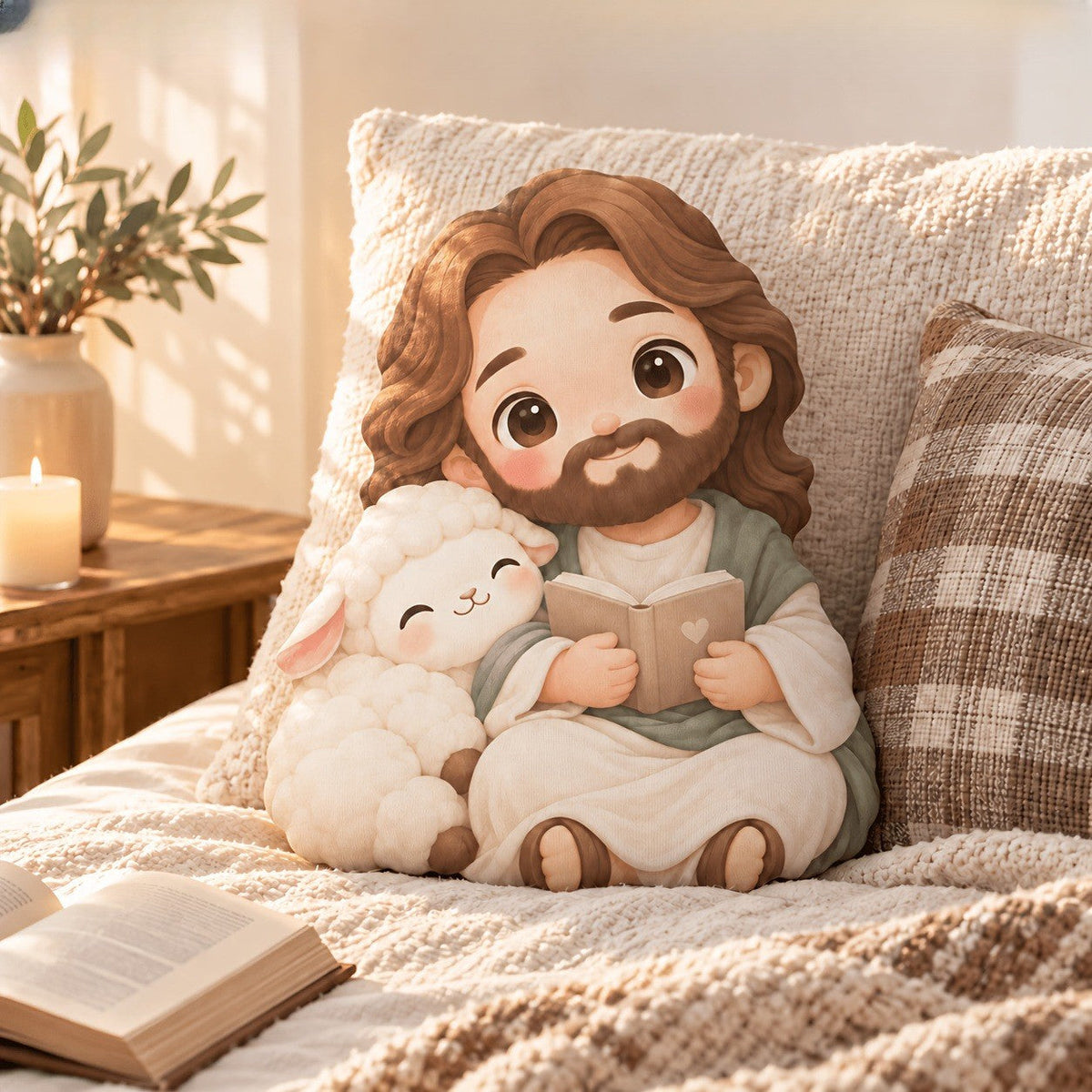 Shepherd & Lamb Shaped Pillow