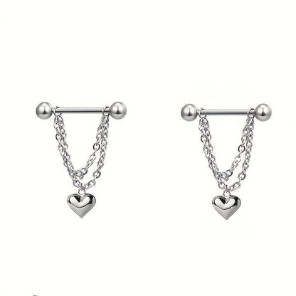Heart Chain Drop Earrings