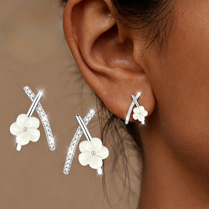 Crystal Cross Flower Stud Earrings