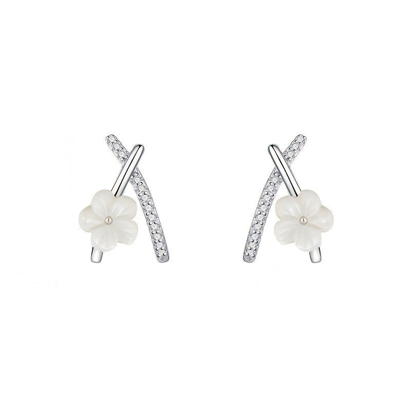 Crystal Cross Flower Stud Earrings