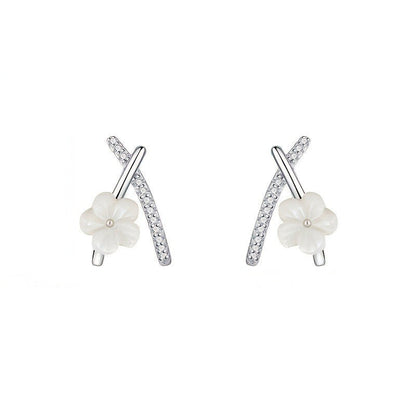 Crystal Cross Flower Stud Earrings