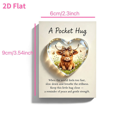 Highland Cow Heart Pocket Hug Card