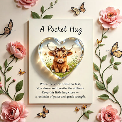 Highland Cow Heart Pocket Hug Card
