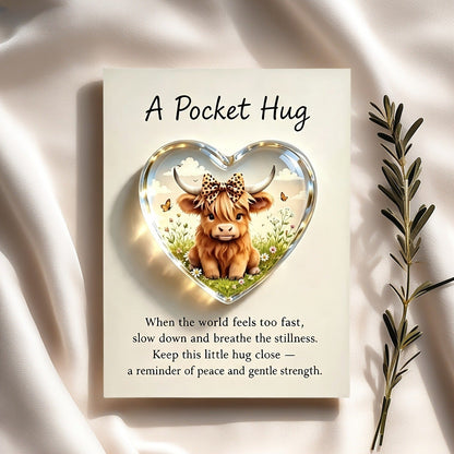 Highland Cow Heart Pocket Hug Card