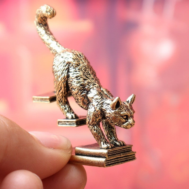 Stretching Cat on Books Brooch