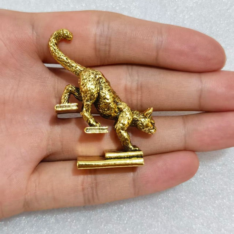 Stretching Cat on Books Brooch