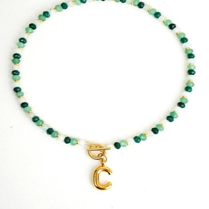 Colorful Beaded Initial Toggle Necklace