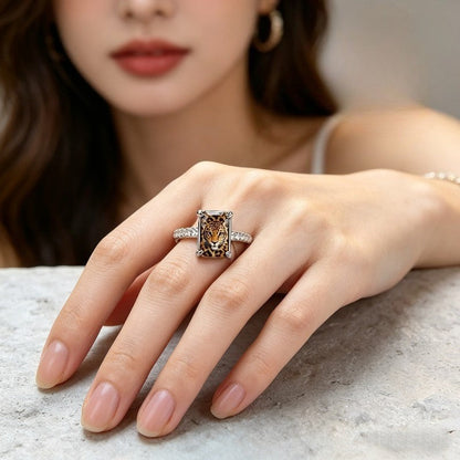 Tiger Face Square Ring