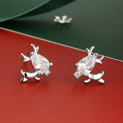 Crystal Reindeer Stud Earrings