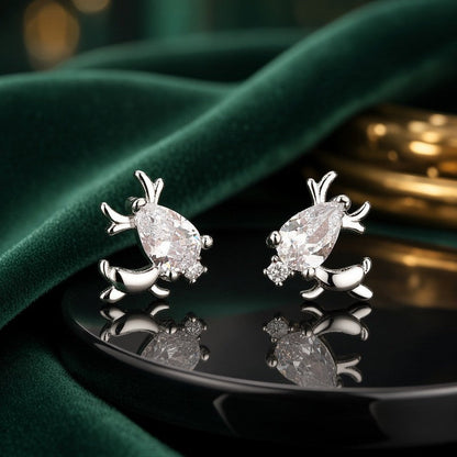 Crystal Reindeer Stud Earrings