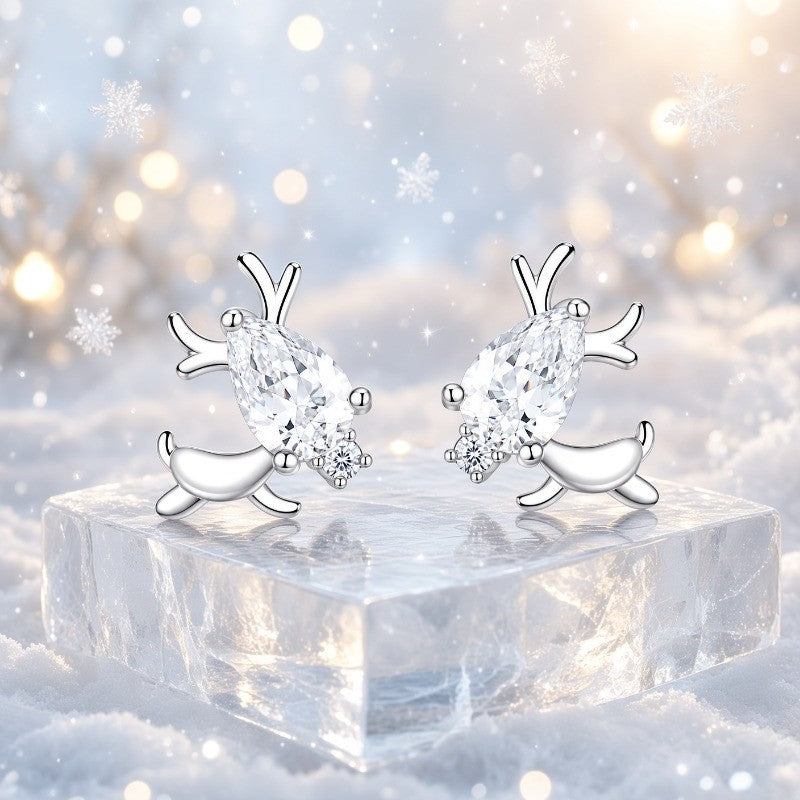 Crystal Reindeer Stud Earrings