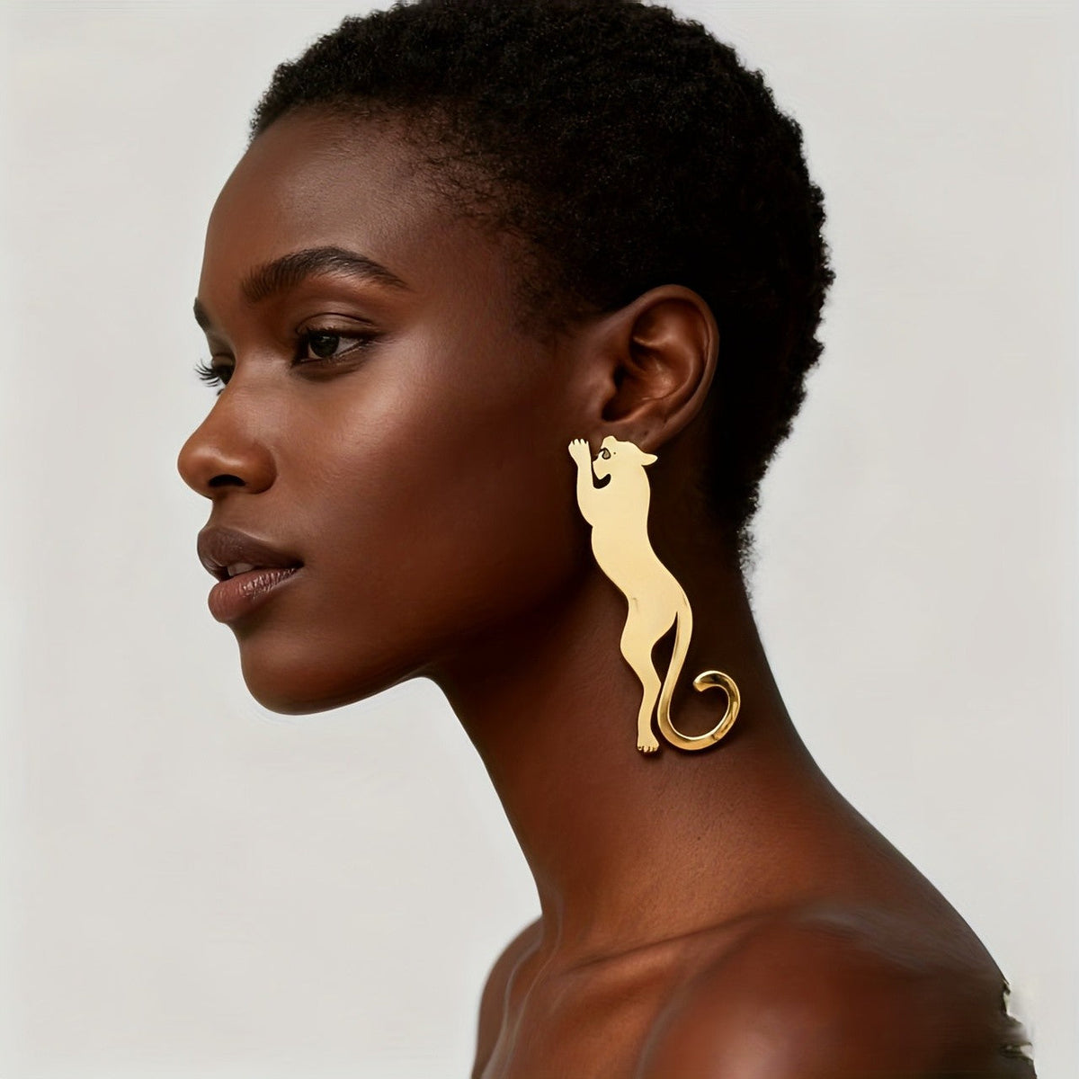Gold-Tone Cat Silhouette Earrings