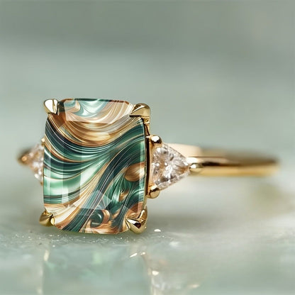 Swirl Glass Square Ring