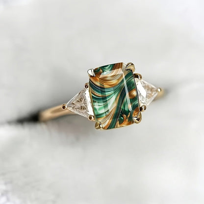 Swirl Glass Square Ring