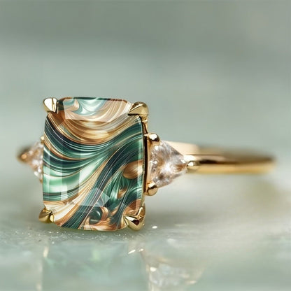 Swirl Glass Square Ring