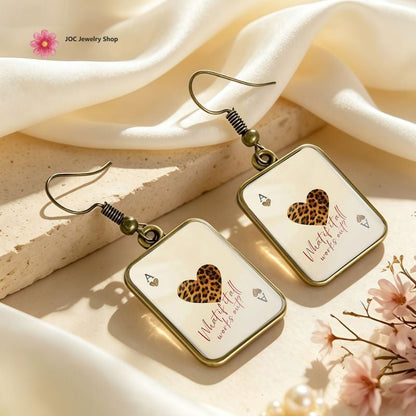 Leopard Heart Card Earrings
