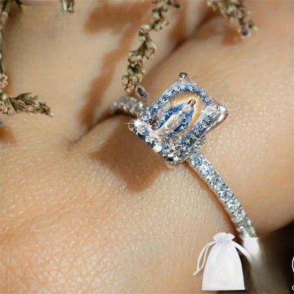 Blue Floral Virgin Mary Ring