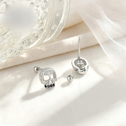 Zircon Crystal Skull Stud Earrings