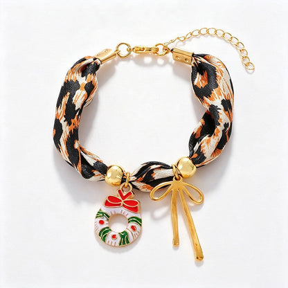 Leopard Ribbon Enamel Charm Bracelet