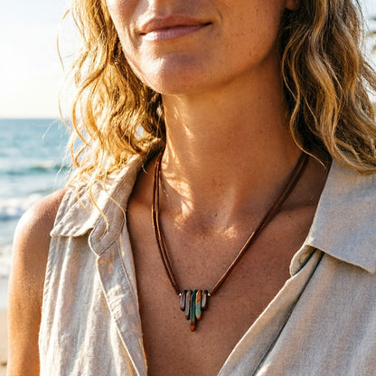 Multicolor Stone Tusk Necklace