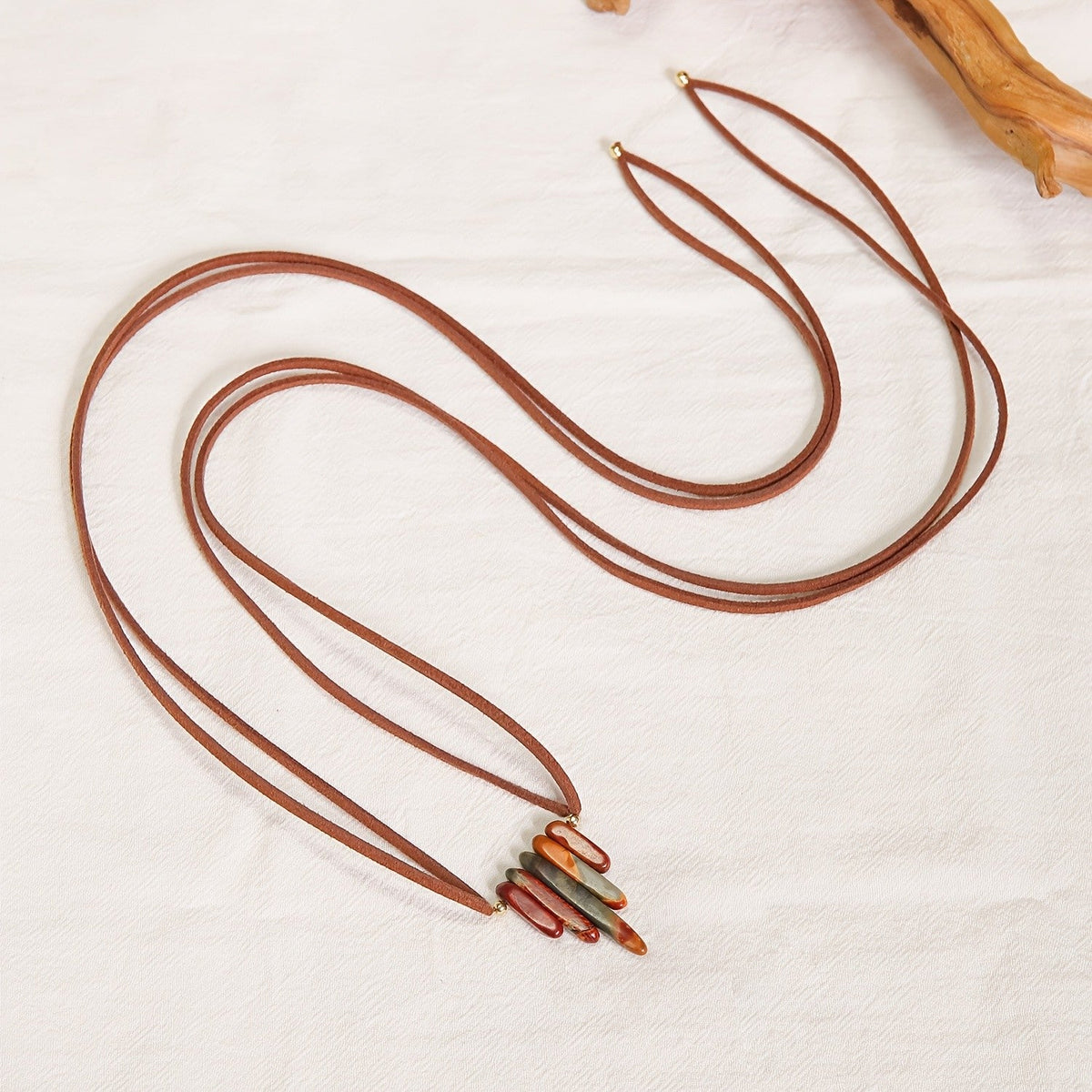 Multicolor Stone Tusk Necklace