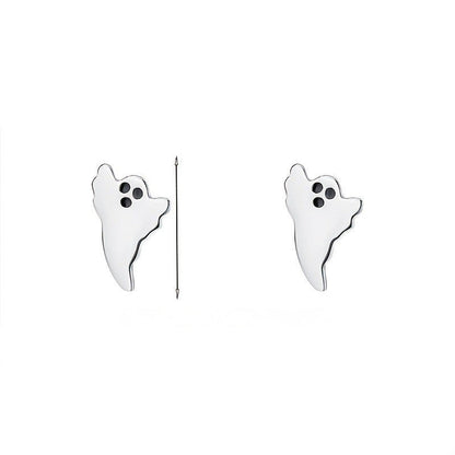 Silver Ghost Stud Earrings