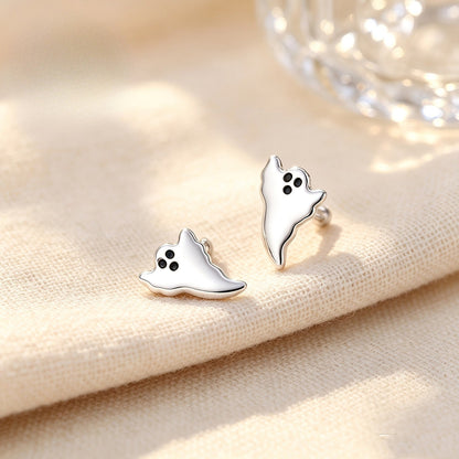 Silver Ghost Stud Earrings