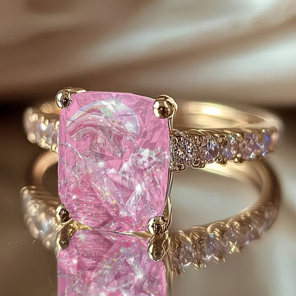 Pink Alien Cat Square Ring