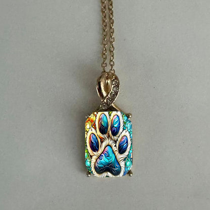Colorful Paw Print Infinity Necklace