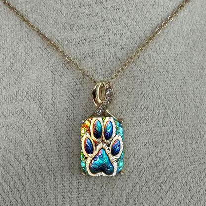 Colorful Paw Print Infinity Necklace