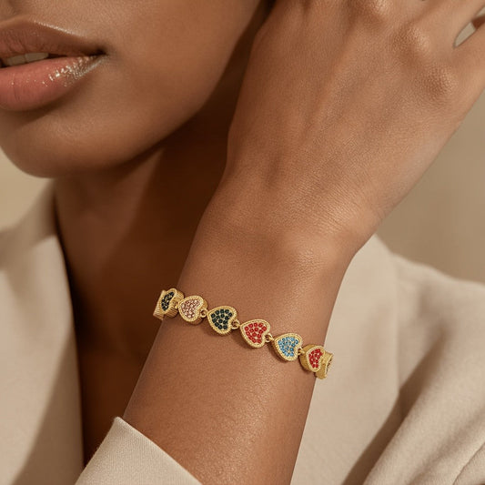 Colorful Heart Link Bracelet