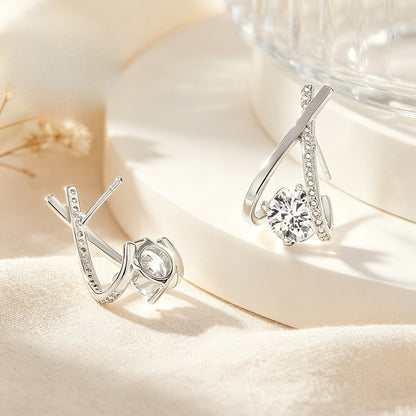Crystal Cross-Line Earrings