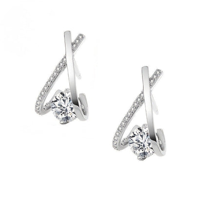 Crystal Cross-Line Earrings