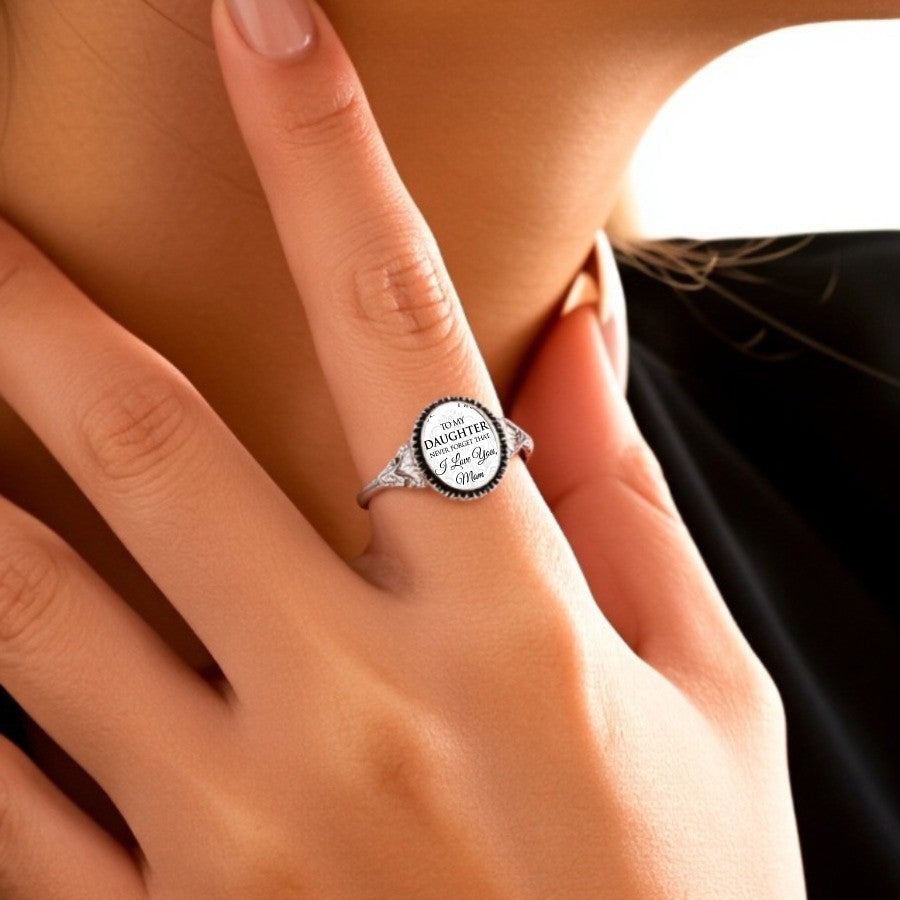 Engraved Message Oval Ring