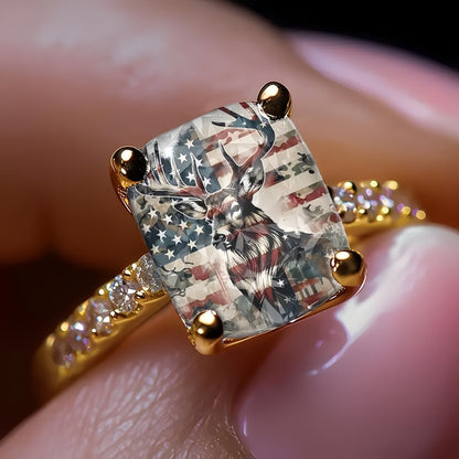 Patriotic Stag Square Ring