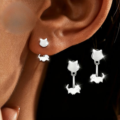 Double Kitten Stud Earrings