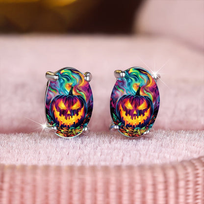 Psychedelic Pumpkin Stud Earrings