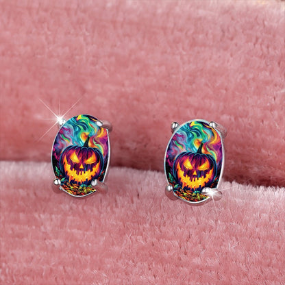 Psychedelic Pumpkin Stud Earrings