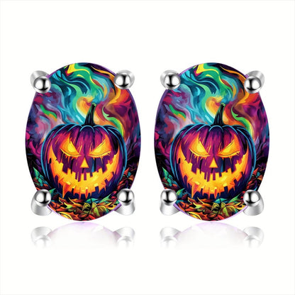 Psychedelic Pumpkin Stud Earrings