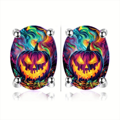 Psychedelic Pumpkin Stud Earrings