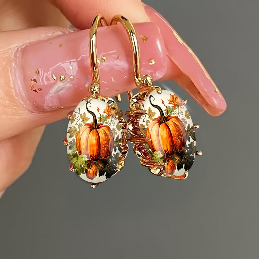 Pumpkin & Leaf Drop Earrings