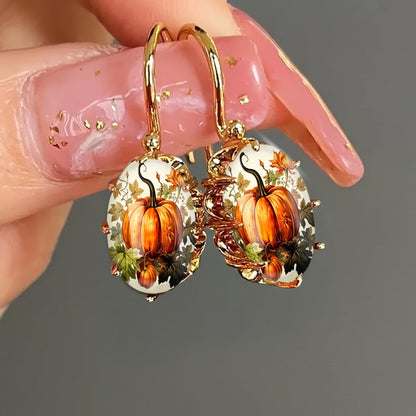 Pumpkin & Leaf Drop Earrings
