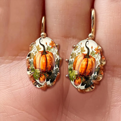 Pumpkin & Leaf Drop Earrings