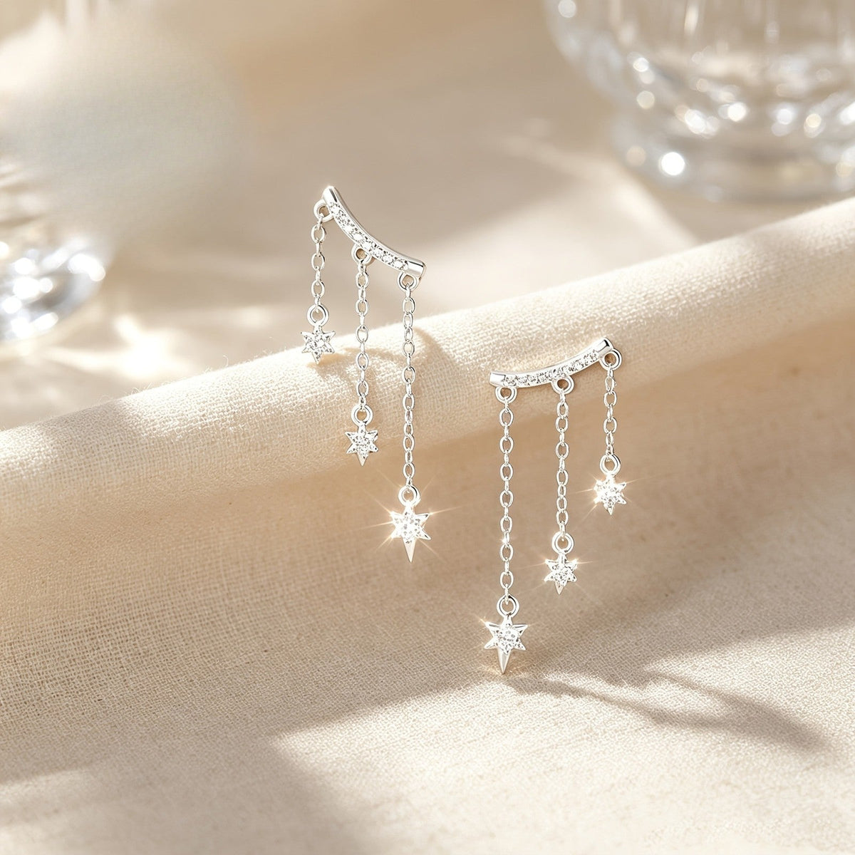 Crystal Star Tassel Earrings
