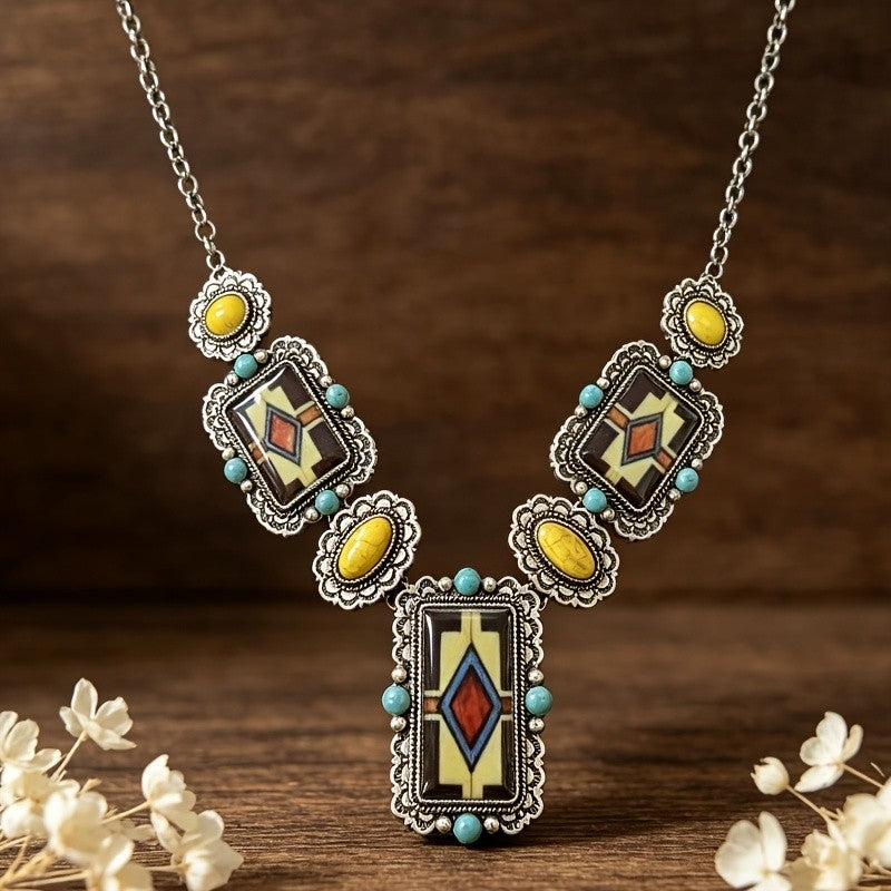 Geometric Resin Inlay Necklace