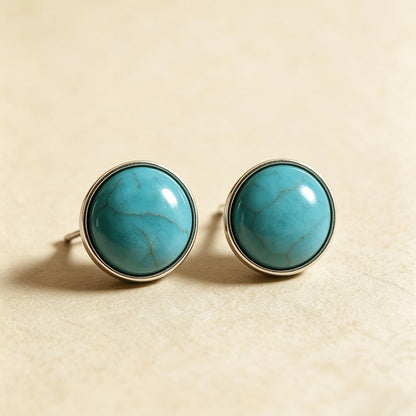 Turquoise Round Stud Earrings