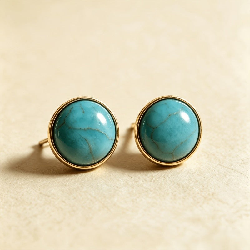 Turquoise Round Stud Earrings