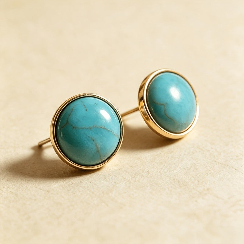 Turquoise Round Stud Earrings