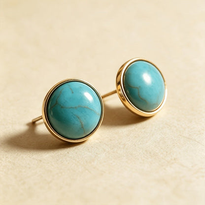 Turquoise Round Stud Earrings